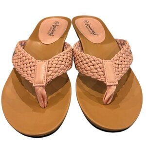 Lena Luisa Braided Flip Flops | Wedge Thong Sandals‎ | Peach NWB | Women’s 8
